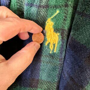 Polo Ralph Lauren Robe L / XL  Big Pony Microfiber Plush Black Watch Plaid